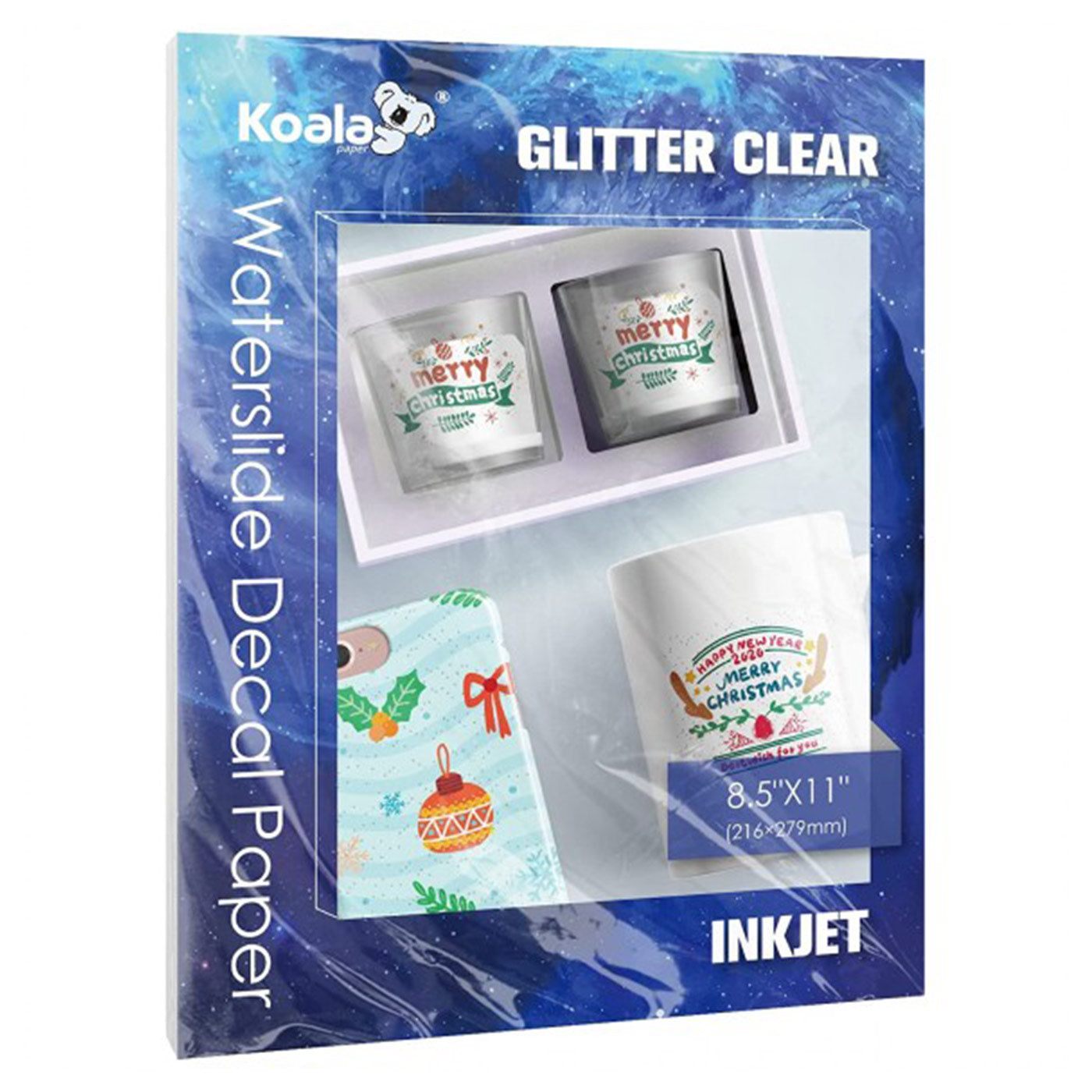 KOALA Clear Glitter Waterslide Decal for Inkjet Printer 5 sheets